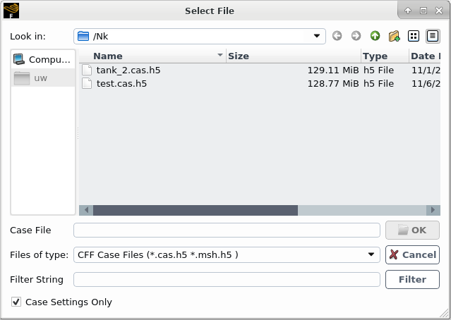 The Select File Dialog Box for Linux Platforms