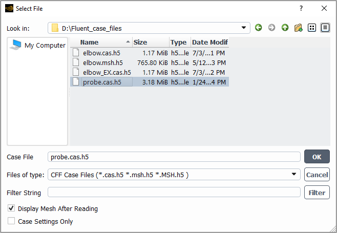 The Select File Dialog Box for Windows