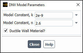 The DNV Model Parameters Dialog Box