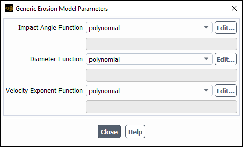 The Generic Erosion Model Parameters Dialog Box