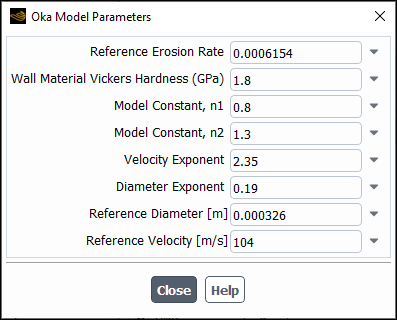 The Oka Model Parameters Dialog Box