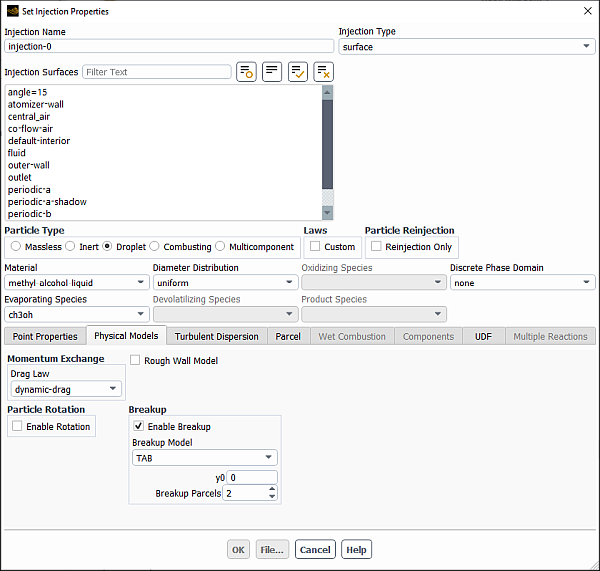 Setting Surface Injection Properties