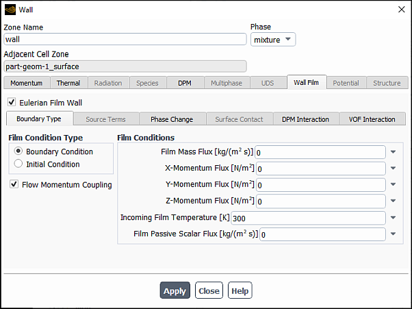 Wall Dialog Box - Boundary Type Tab