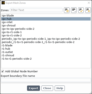 Export Mesh Zones Dialog Box