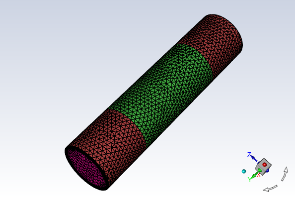 Pipe Geometry Colored by ID (Heated Wall is Green)