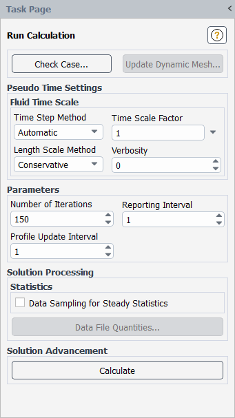 The Run Calculation Task Page