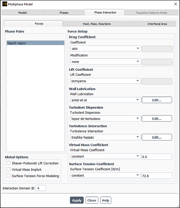 Defining Forces in the Forces Tab