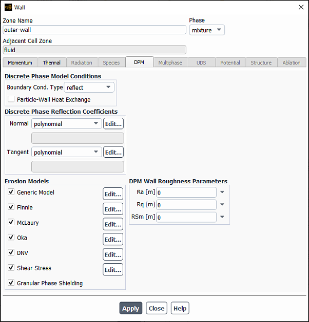 Discrete Phase Boundary Conditions in the Wall Dialog Box