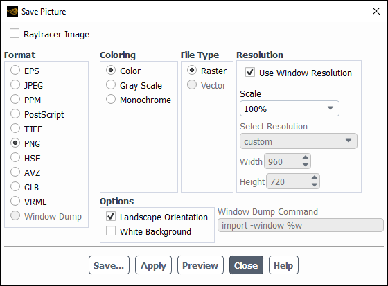 The Save Picture Dialog Box