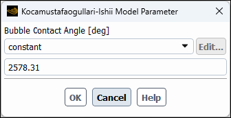 The Kocamustafaogullari-Ishii Model Parameter Dialog Box