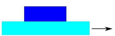 Two solids in contact where one is stationary and the other is moving with translational motion. The translational motion of the moving solid should be described in the Solid Motion tab.