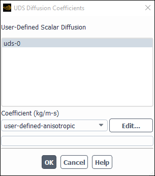 The UDS Diffusion Coefficients Dialog Box