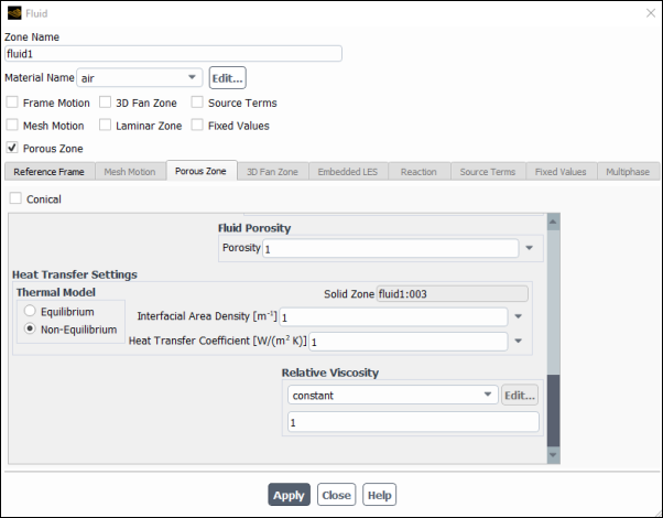 The Heat Transfer Settings Group Box of the Fluid Dialog Box