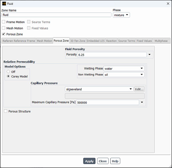 The Fluid Dialog Box: Relative Permeability