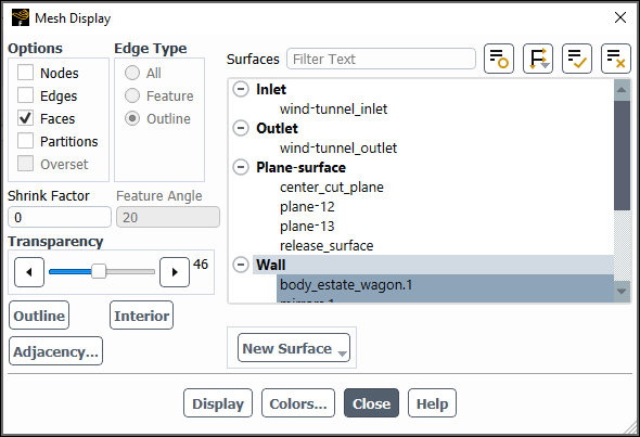 Global Mesh Display Dialog Box