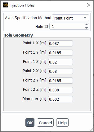 The Injection Holes Dialog Box