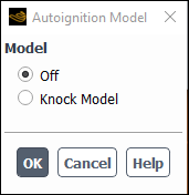 The Knock Model in the Autoignition Model Dialog Box