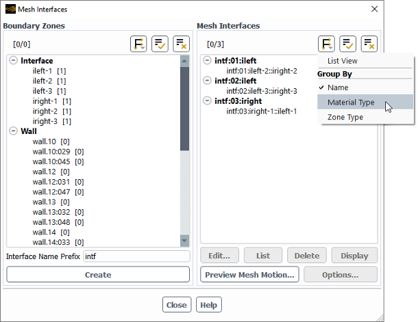 Managing One-to-One Interfaces from the Mesh Interfaces Dialog Box