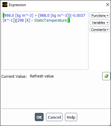 Example Expression for Water Density