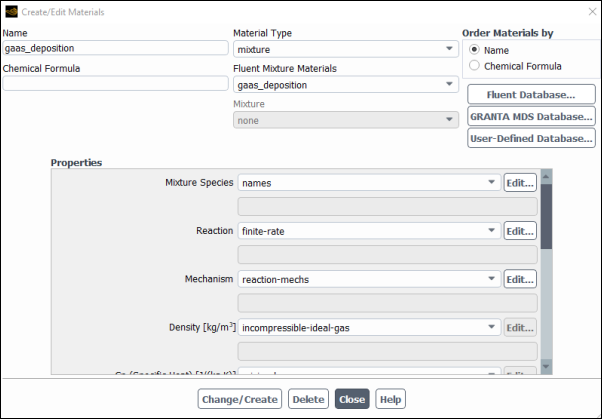 The Create/Edit Materials Dialog Box (Showing a Mixture Material)