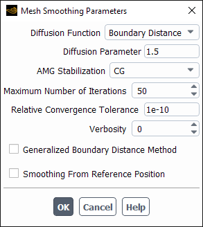 The Mesh Smoothing Parameters Dialog Box