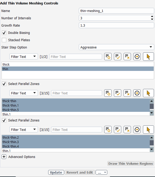 Thin Volume Meshing Controls for Parallel Zones