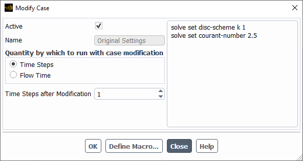 The Modify Case Dialog Box (Transient Cases)