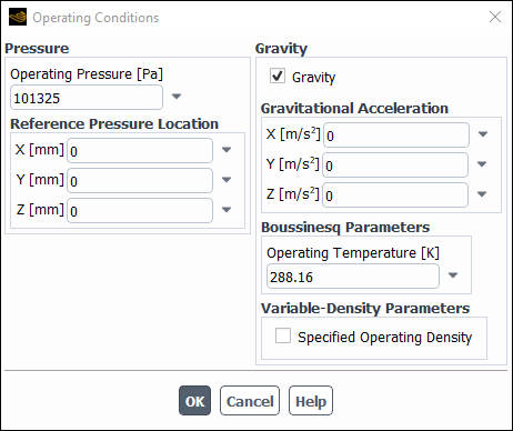 The Operating Conditions Dialog Box