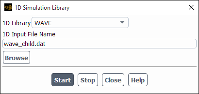 The 1D Simulation Library Dialog Box with WAVE Selected