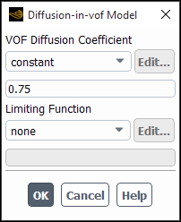 Diffusion—in—vof Model Dialog Box