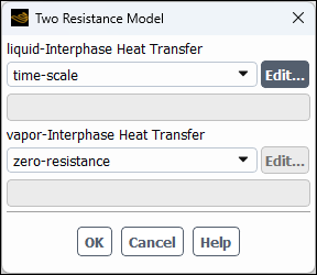 The Two Resistance Model Dialog Box