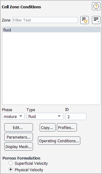 The Cell Zone Conditions Task Page