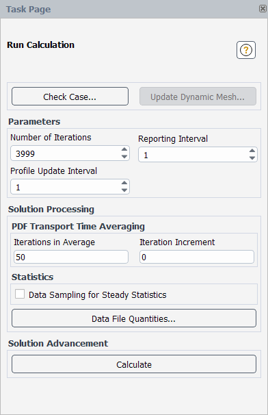 The Run Calculation Task Page for Composition PDF Transport