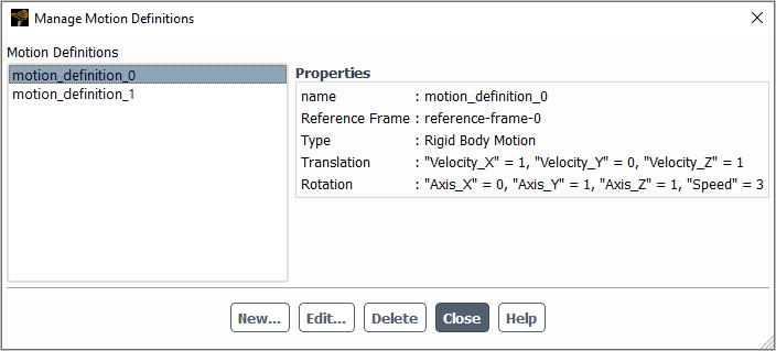 The Manage Motion Definitions Dialog Box