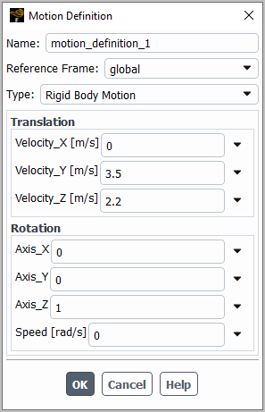 The Motion Definition Dialog Box