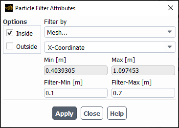 The Particle Filter Attributes Dialog Box