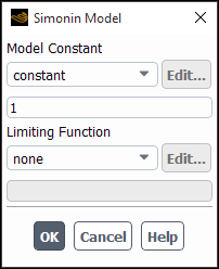 Simonin Model Dialog Box