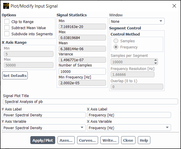 The Plot/Modify Input Signal Dialog Box