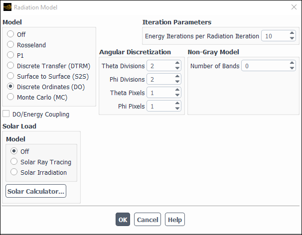 The Radiation Model Dialog Box (DO Model)