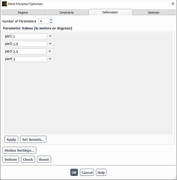 The Deformation Tab of the Mesh Morpher/Optimizer Dialog Box