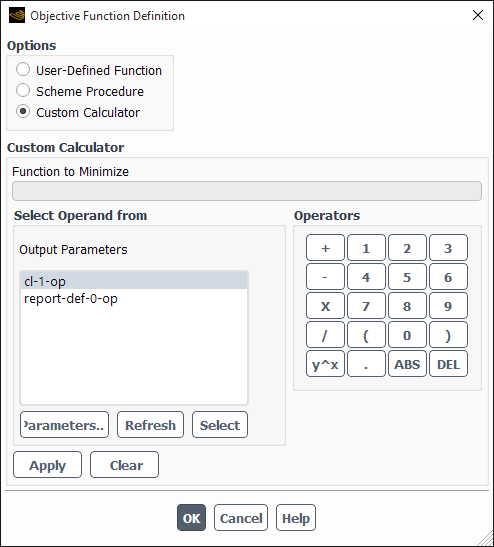 The Objective Function Definition Dialog Box