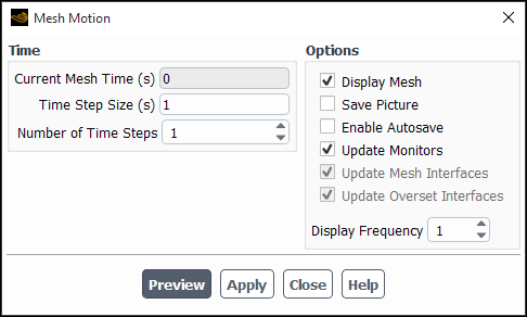 The Mesh Motion Dialog Box