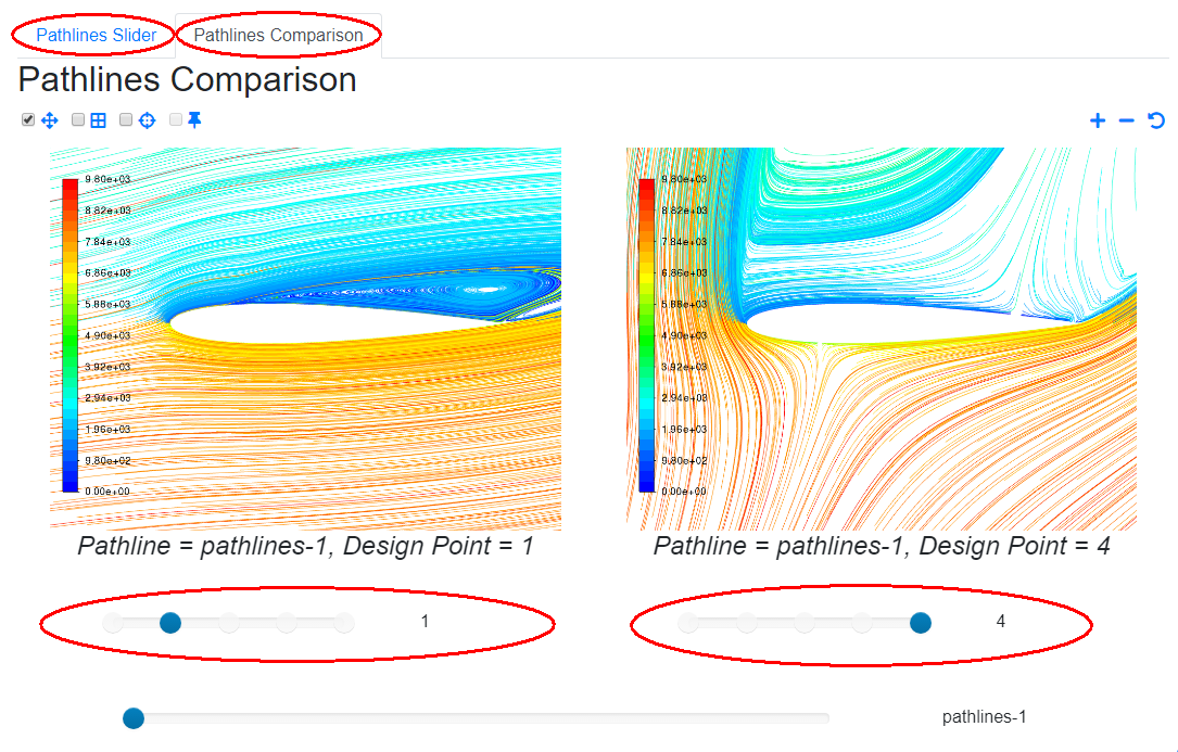 An Example of Using Both Slider Views for Pathline Comparison