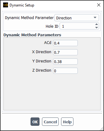 The Dynamic Setup Dialog Box (Uniform Injection)