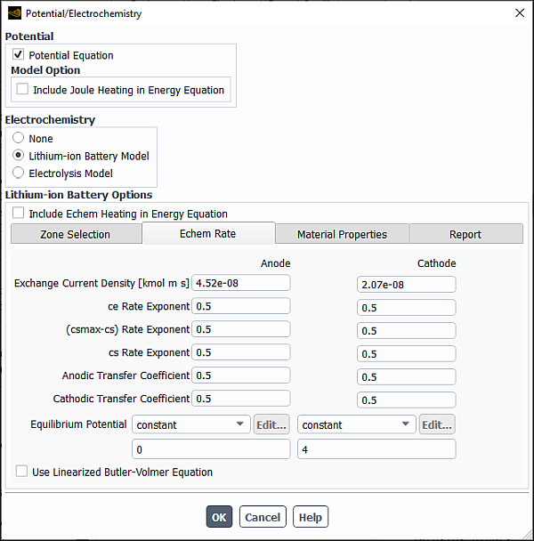 The Potential/Electrochemistry Dialog Box - Echem Rate Tab