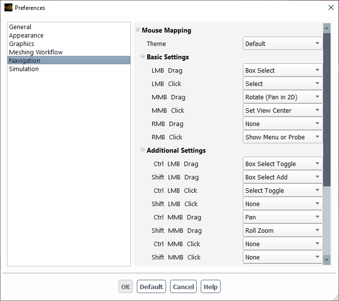 The Navigation Branch of Preferences