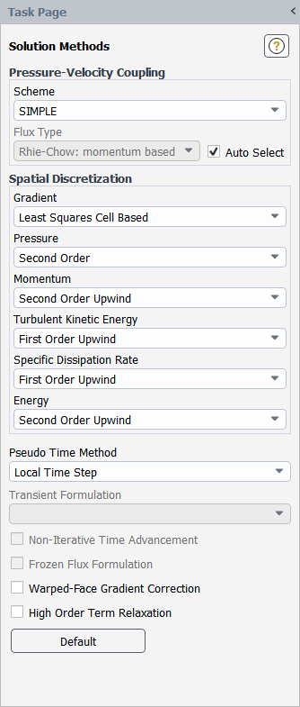 The Solution Methods Task Page