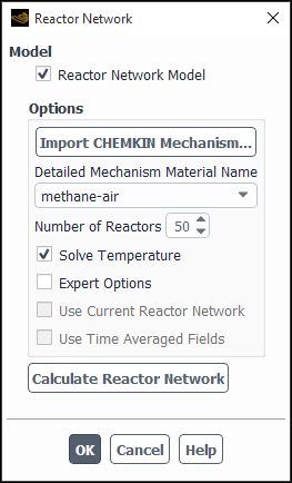 Reactor Network Dialog Box (Steady-State Flow)