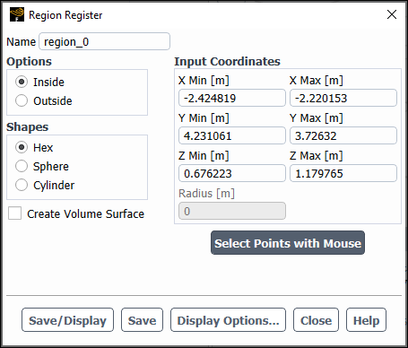 Region Register Dialog Box