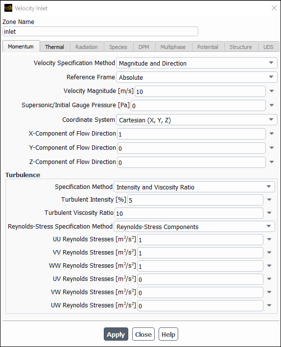 Specifying Inlet Boundary Conditions for the Reynolds Stresses